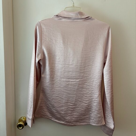 Gorgeous Pink Blouse with Luxurious Satin Finish, Size Small - Picture 3 of 9